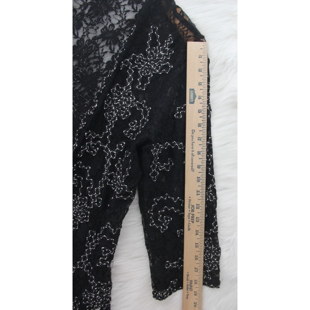 Once Again Open Front Top L Cardigan Embroidery Black Floral Whimsygoth Witchy - Picture 4 of 14